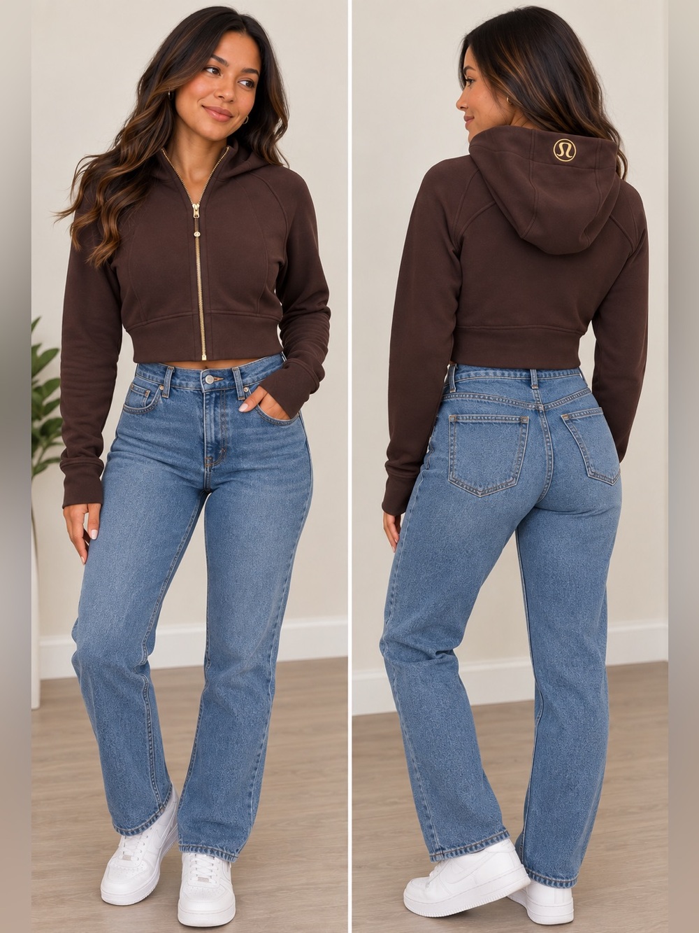 Lululemon Scuba Full-Zip Cropped Hoodie - Brown Size Tag Is Missing